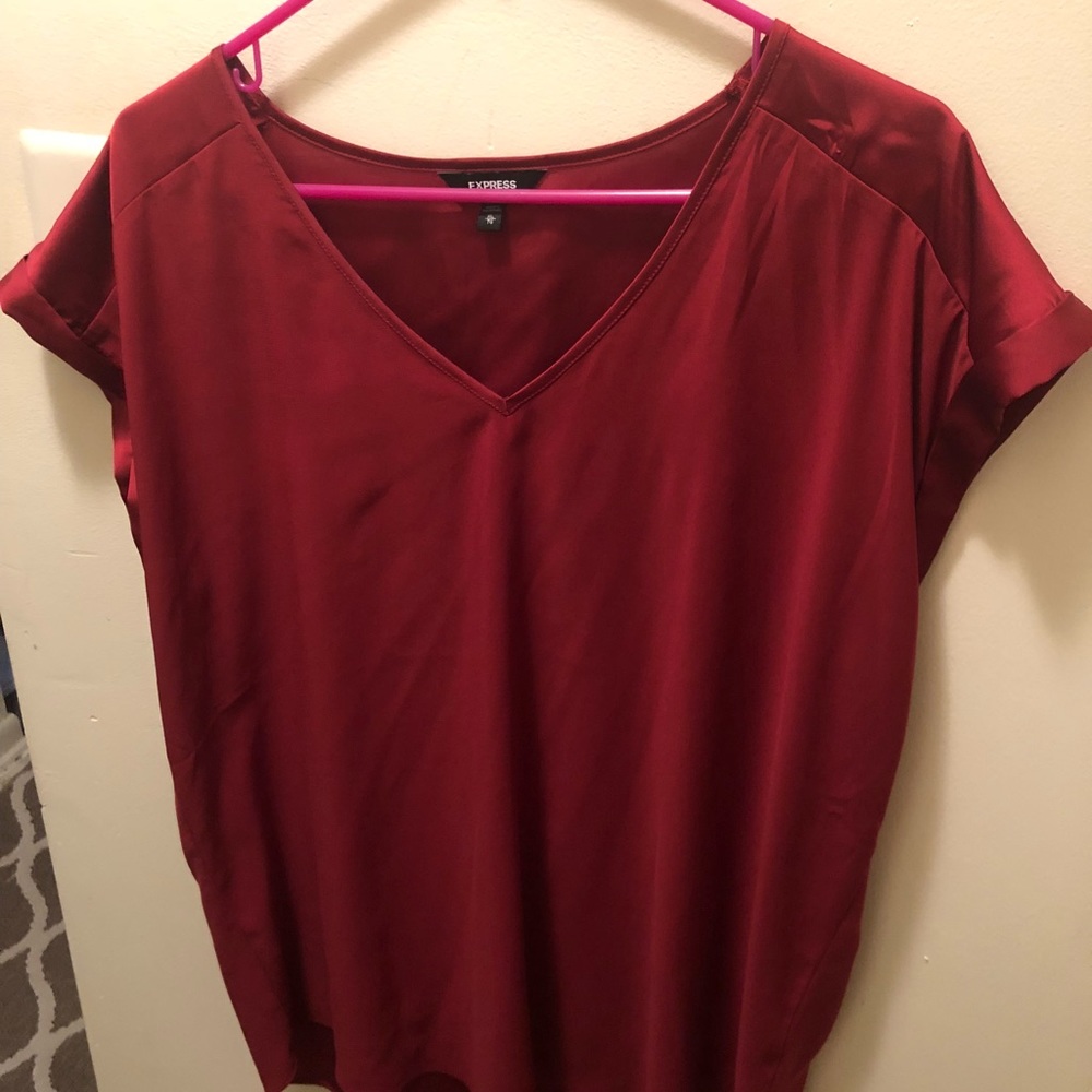 Express Red Satin Shirt